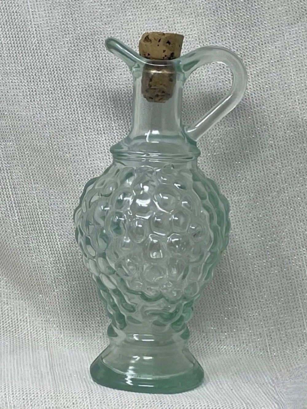Vintage Green-Tinted Glass Grape Cluster Cruet Bottle by Vetreria Etrusca
